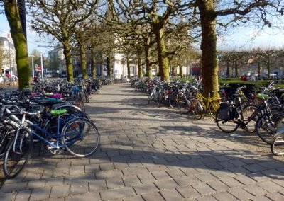 Hundreds of bikes parked outside train station, Ghent